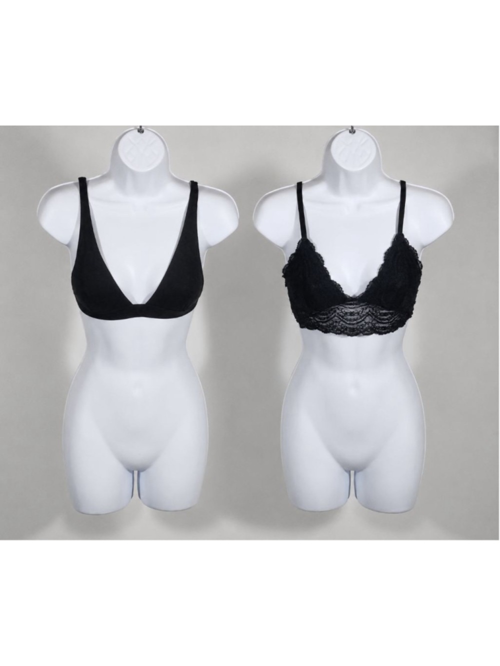 Lot of 2 Bralettes XS Black Lace & Cotton Triangle Bra No Boundaries Express